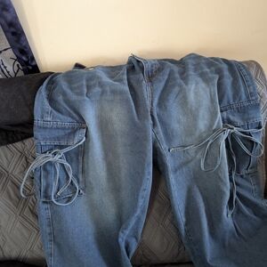 Blue Denim Cargo Pants